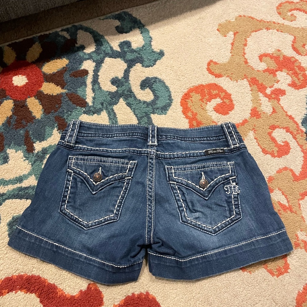 Miss Me Navy Jean Shorts with Button Details - Picture 2 of 3
